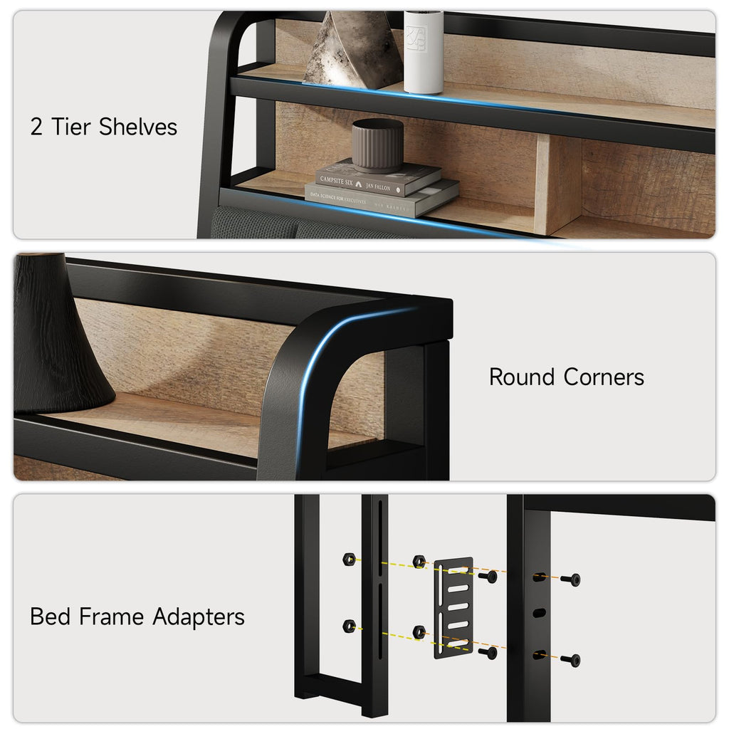 King Headboard with Storage and Charging Station V869