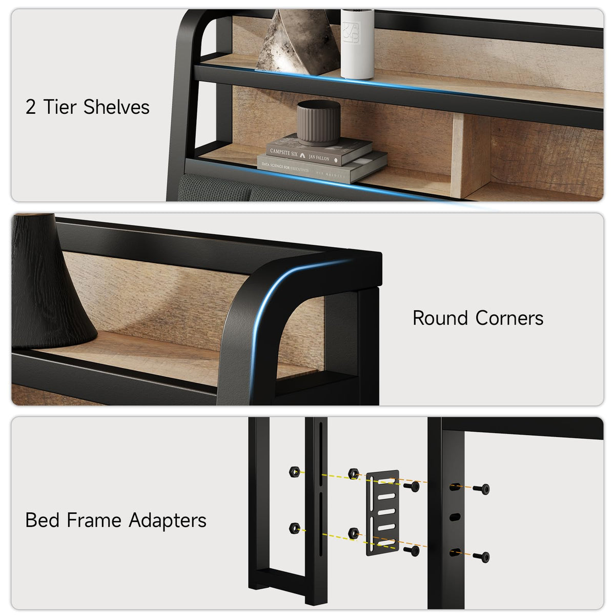 King Headboard with Storage and Charging Station V869