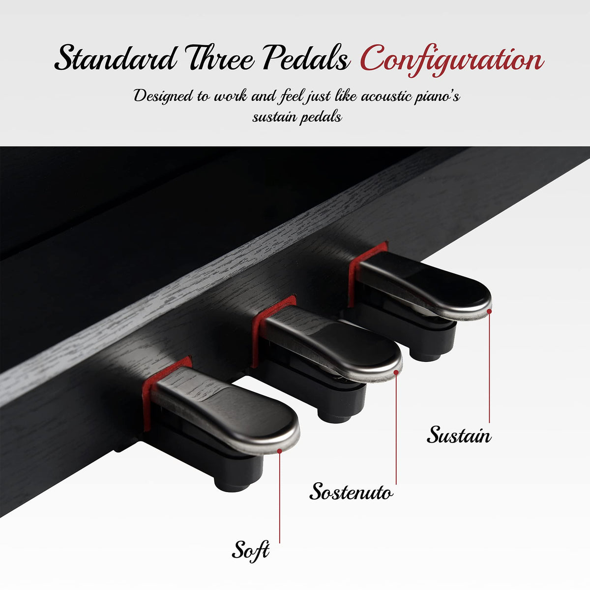 88 Keys Weighted Hammer Action Digital Piano with Stand, Pedals and Black J8653