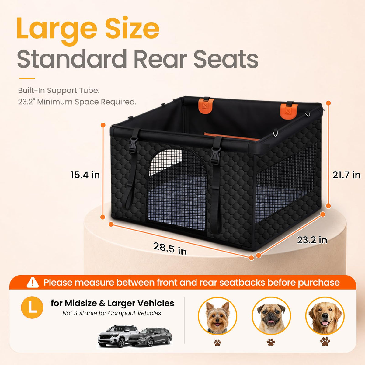 Large Dog Car Seat with Hard Bottom H69880