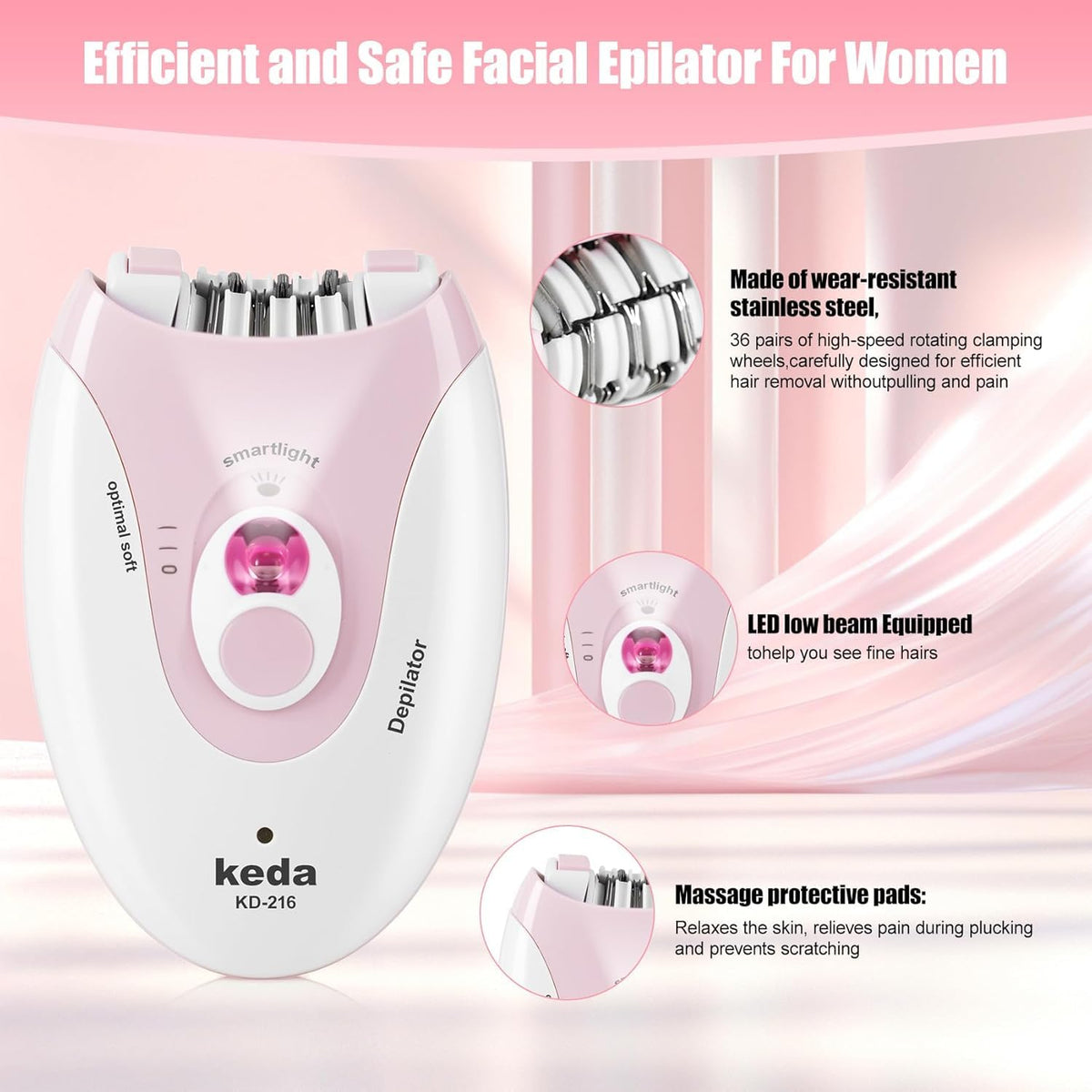 Rechargeable Epilator with LED Light A86714