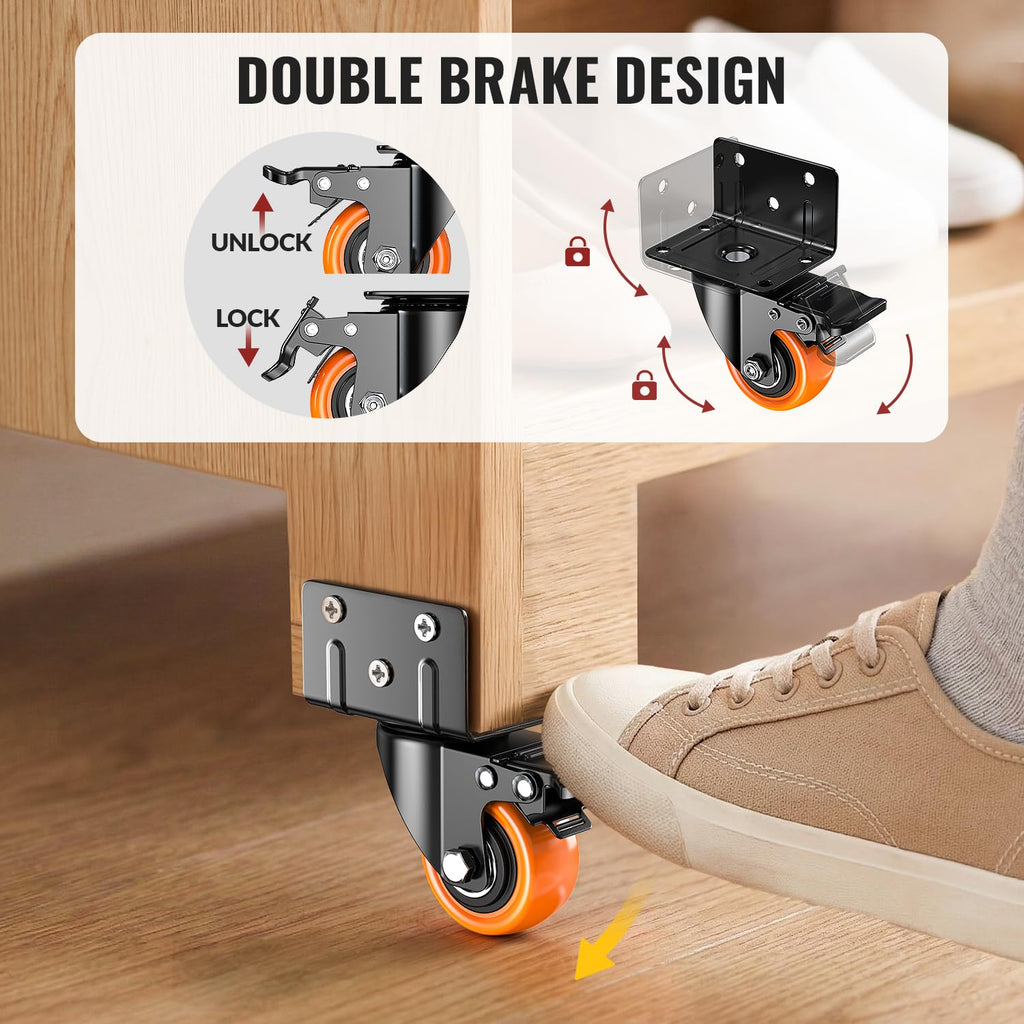 2 Inch Side Mount Caster Wheels Set of 4 Q6346