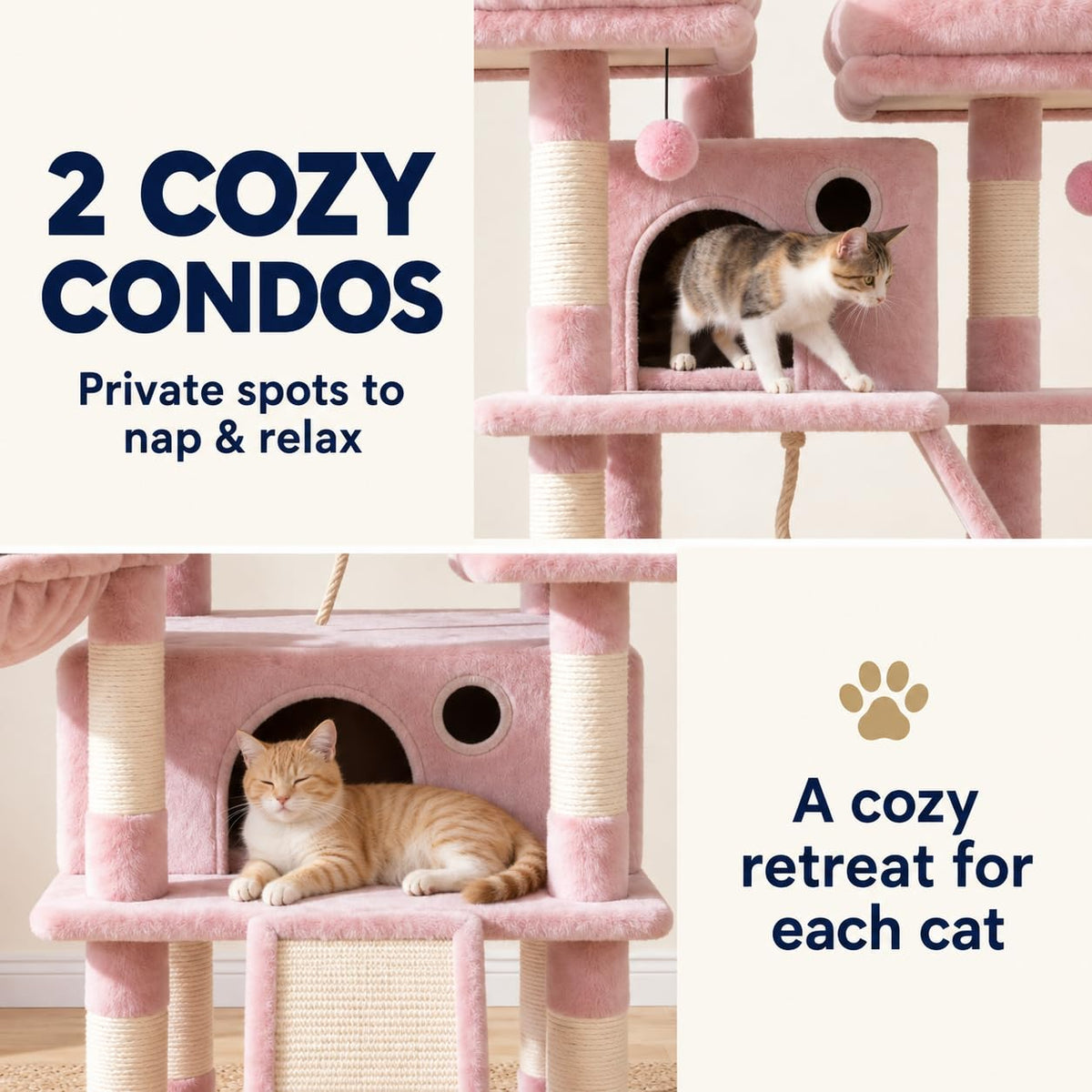 70 Inch Tall Multi-Level Cat Tree Tower with Scratching Posts, Hammock & Perches J3310