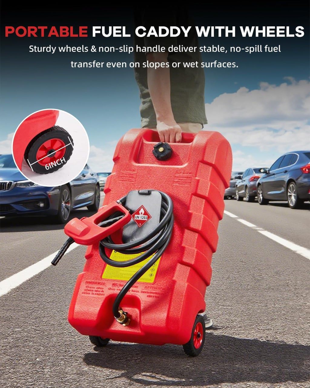 15 Gallon HDPE Portable Fuel Tank Caddy with Wheels P80719
