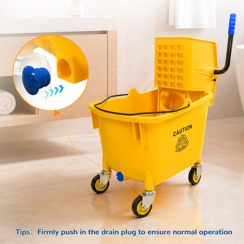35 Quart Mop Bucket with Side Press Wringer on Wheels K887796