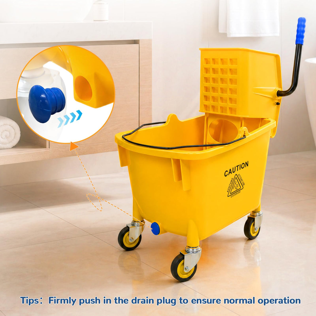 35 Quart Mop Bucket with Side Press Wringer on Wheels K887796