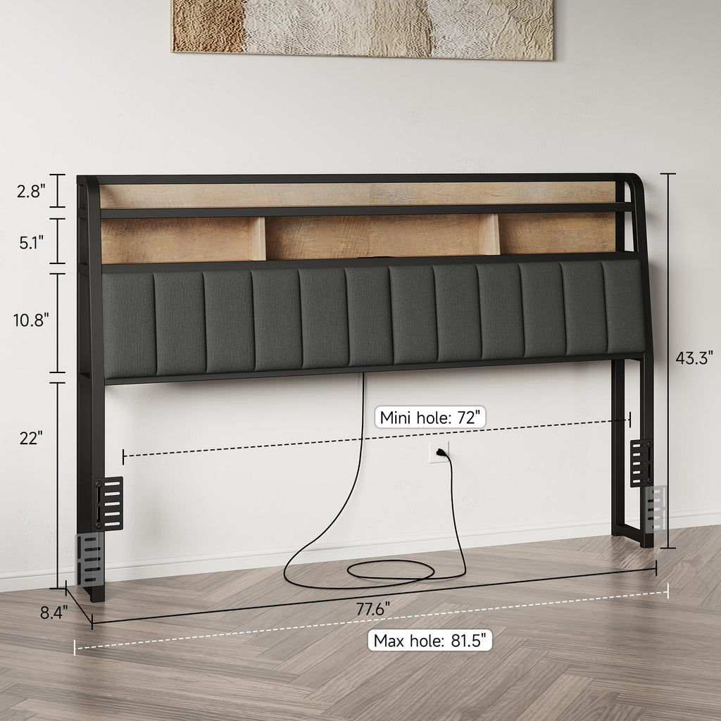 King Headboard with Storage and Charging Station V869