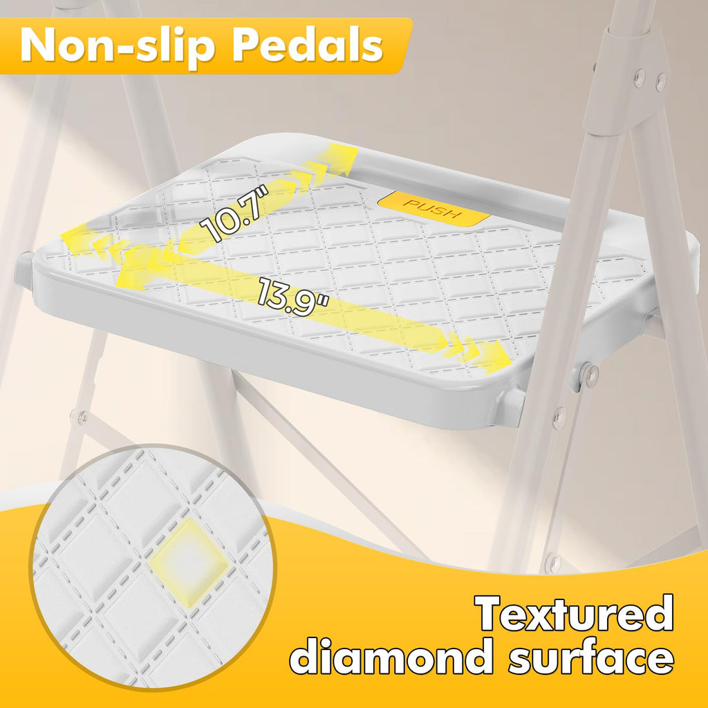 2 Step Folding Steel Ladder with Handrails W5707
