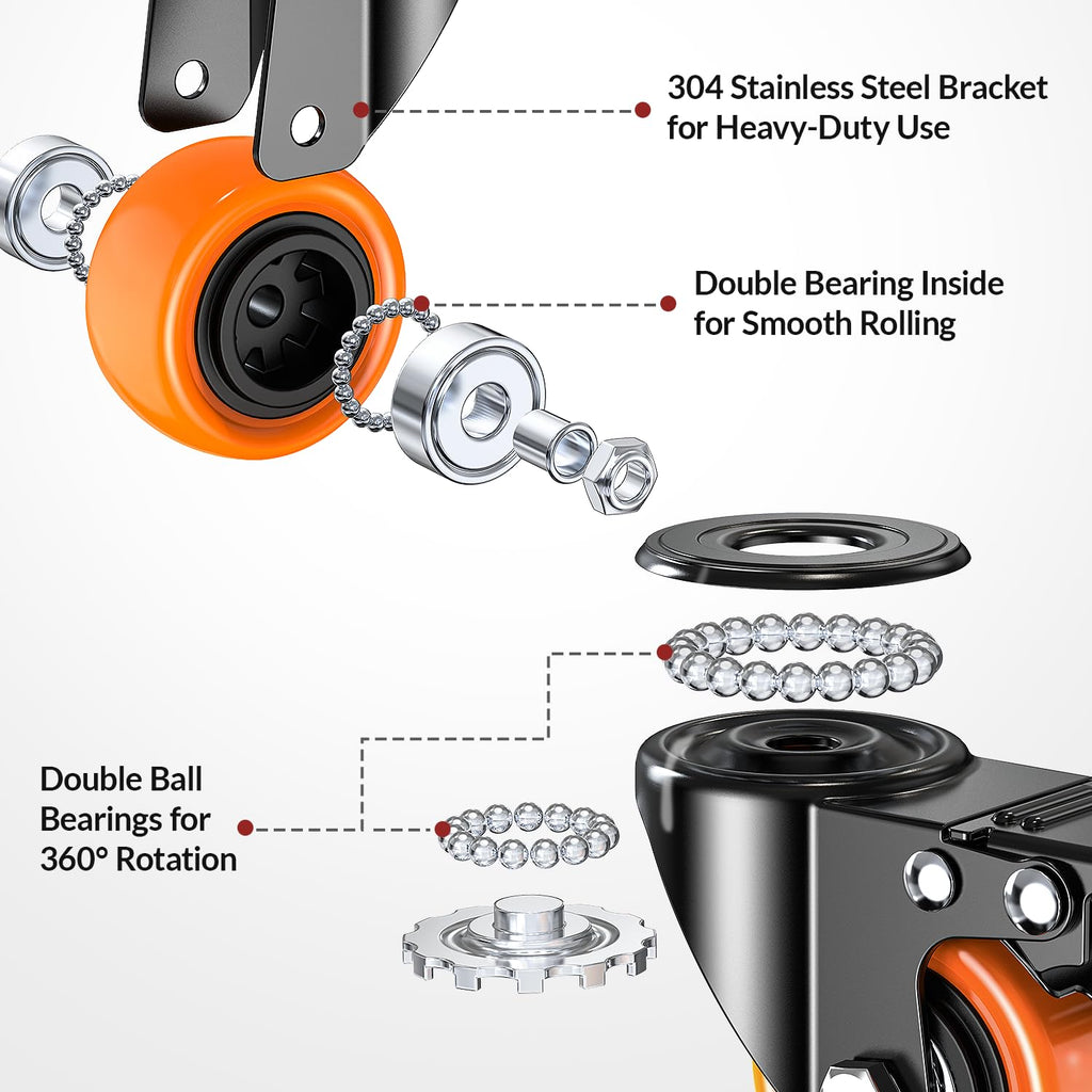 2 Inch Side Mount Caster Wheels Set of 4 Q6346