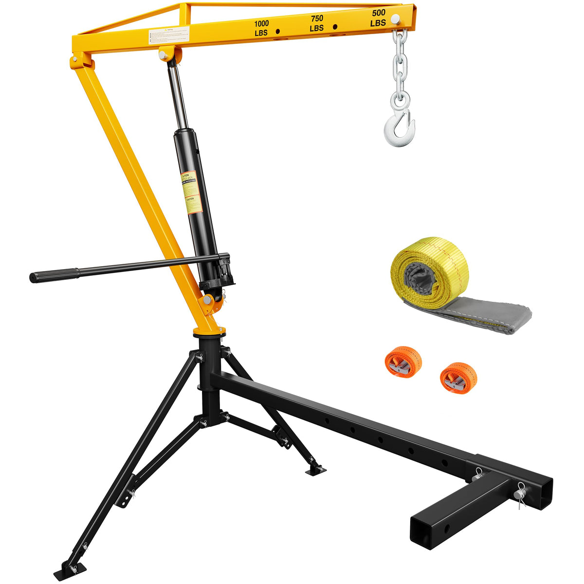 Truck Crane 1000 lb Hydraulic 360 Swivel Yellow A7687