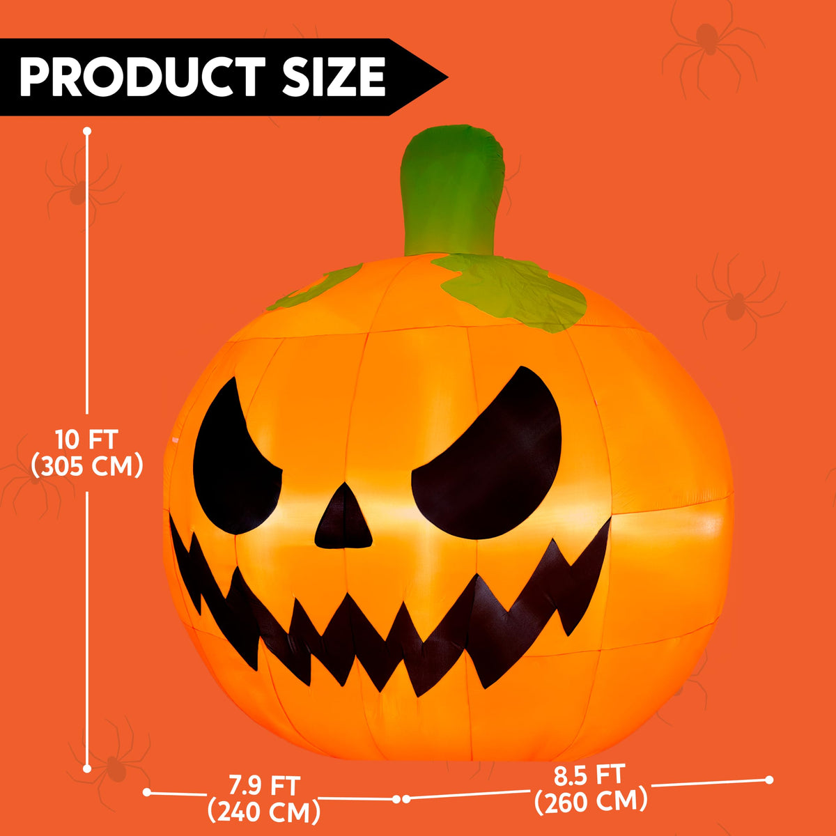 10FT Tall Inflatable Pumpkin with Built-in LED Lights I750