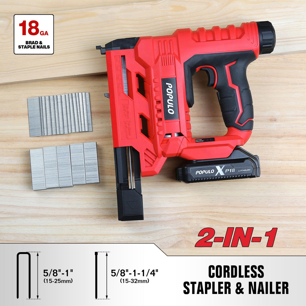 20V Cordless 18 Gauge 2 In 1 Brad Nailer Stapler G5286
