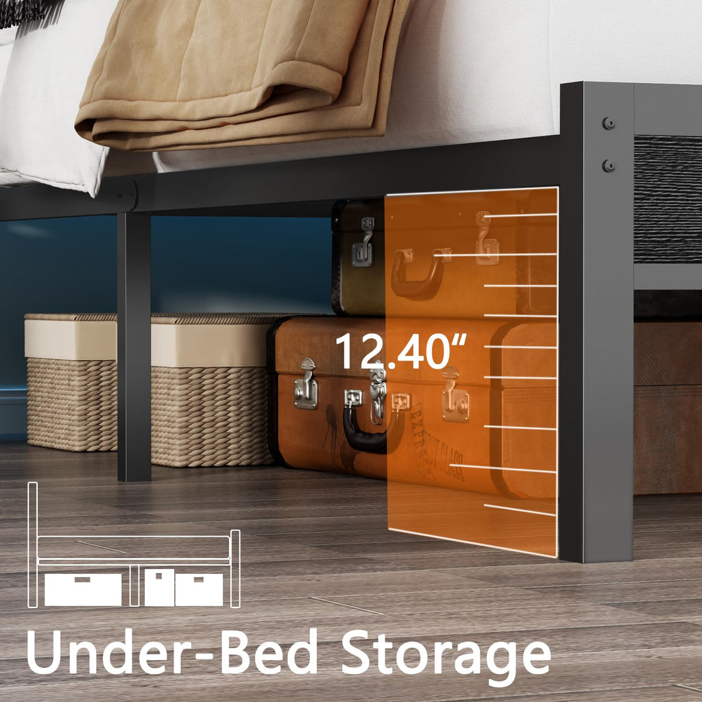 Full Size Bed Frame with Headboard & 2 Fabric Drawers C75231
