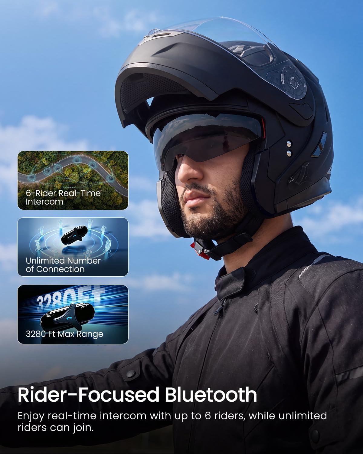 Bluetooth Integrated Modular Motorcycle Helmet F29318