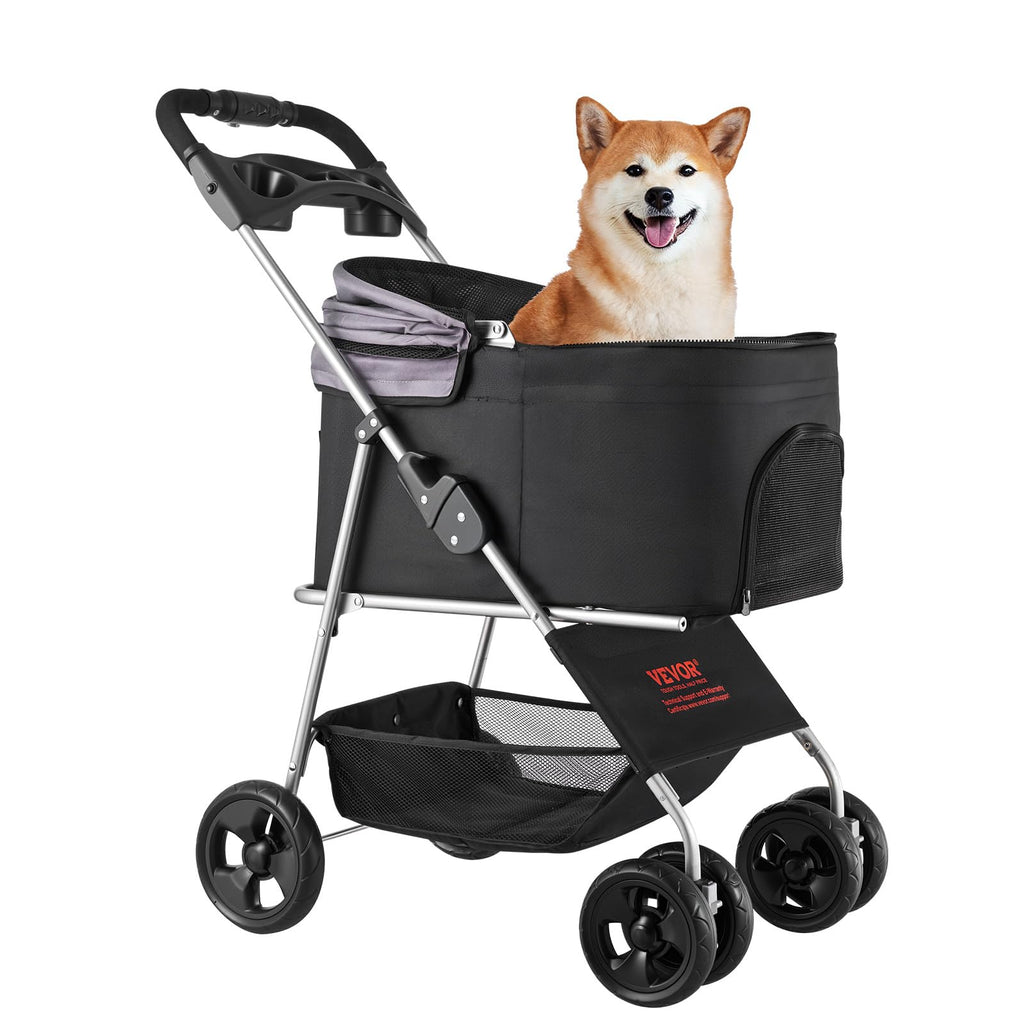 Foldable 4 Wheels Pet Stroller with Detachable Carrier K17301
