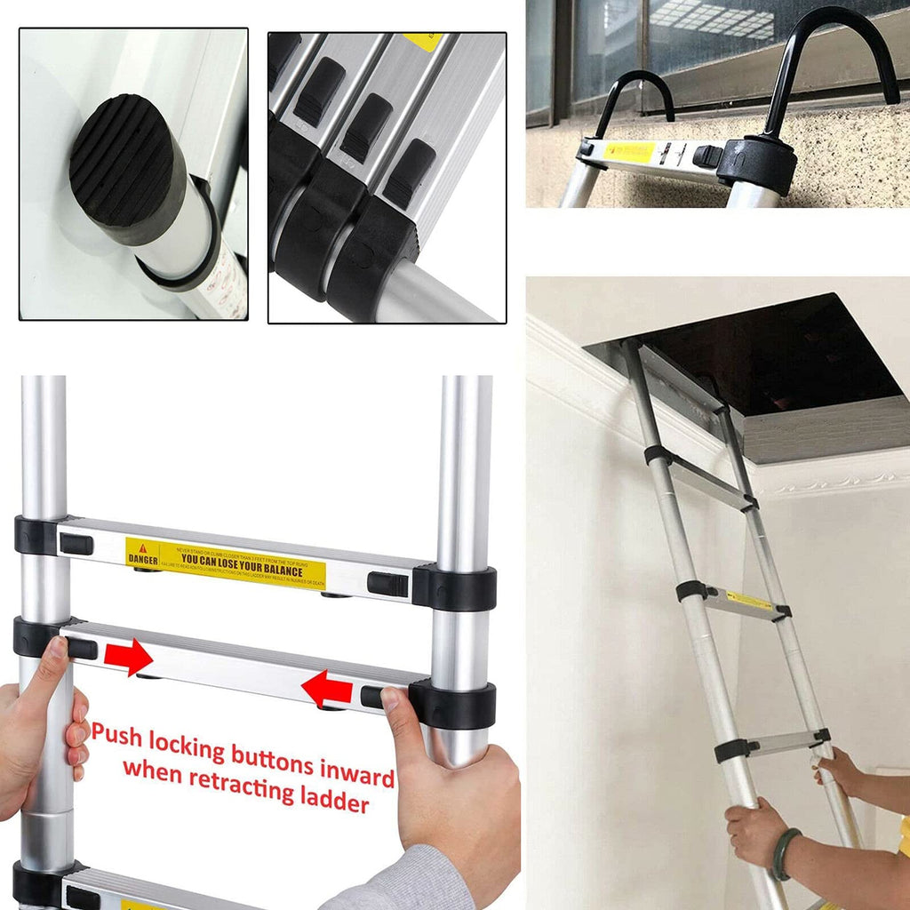 20.34 FT Aluminum Telescoping Extension Ladder 330lbs Capacity W4720