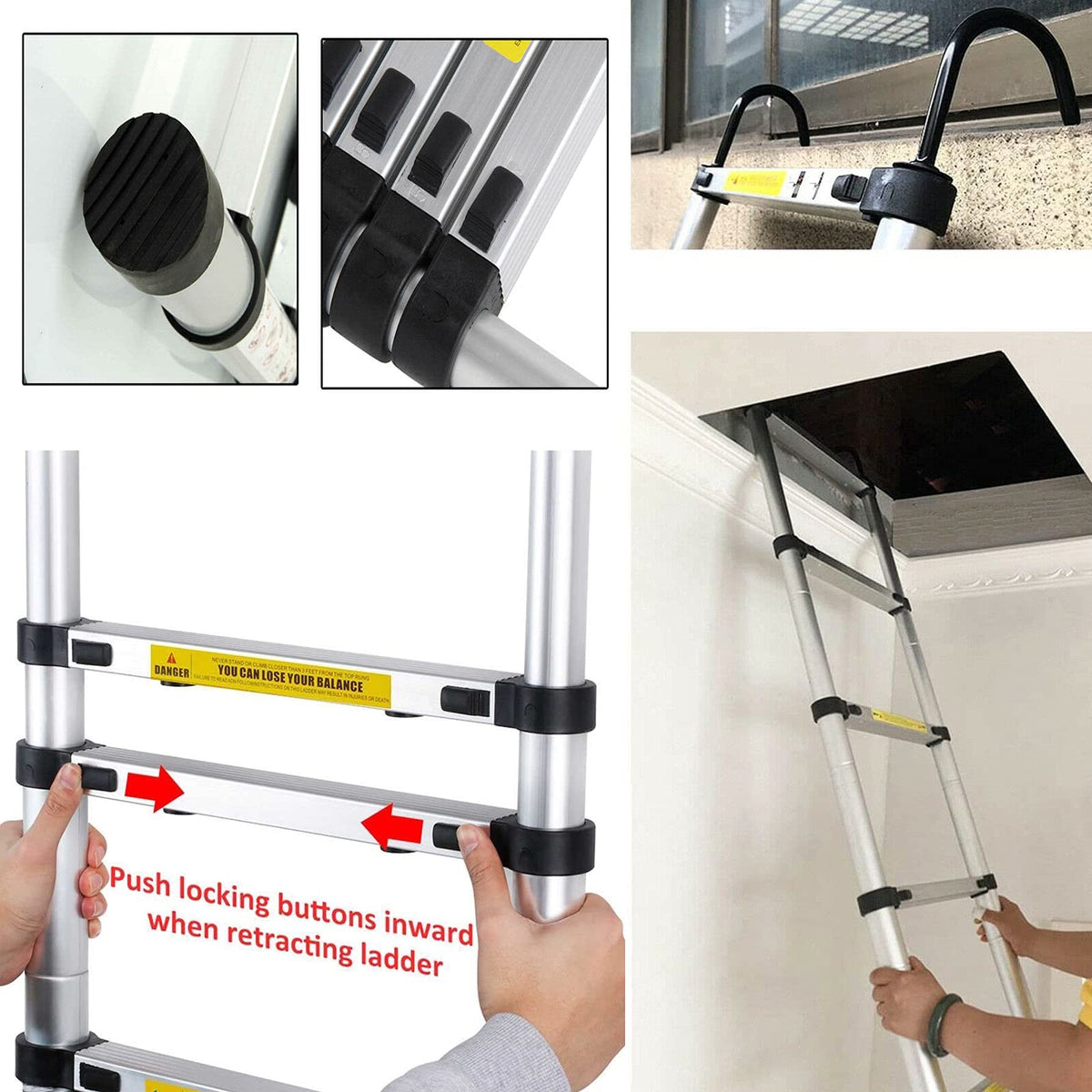 20.34 FT Aluminum Telescoping Extension Ladder 330lbs Capacity W4720