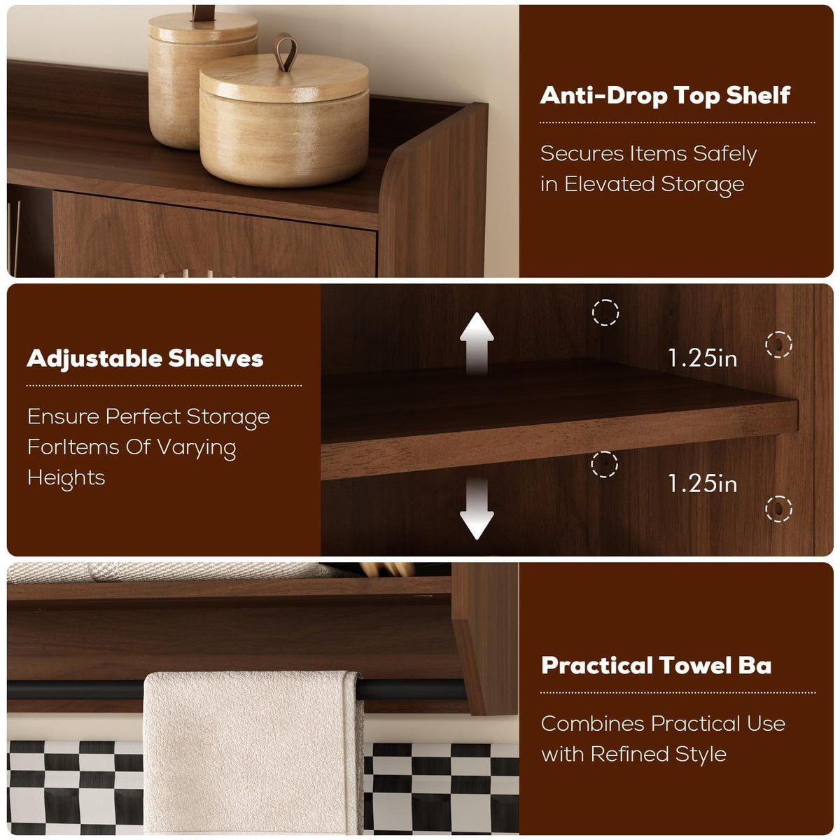 Fluted Wall Cabinet with Arched Doors & Adjustable Shelves Q69212