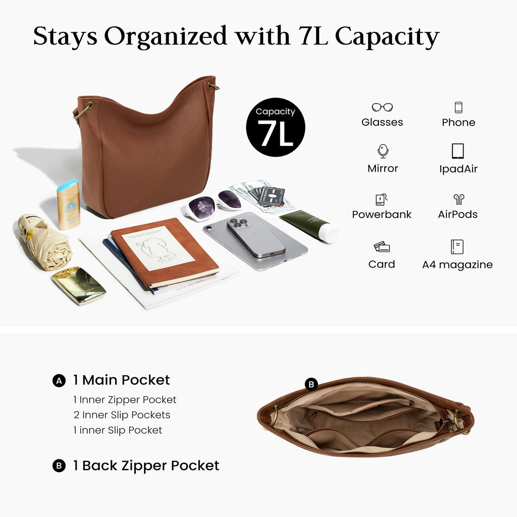 Genuine Leather Hobo Crossbody Bags with 2 Detachable Straps K22627