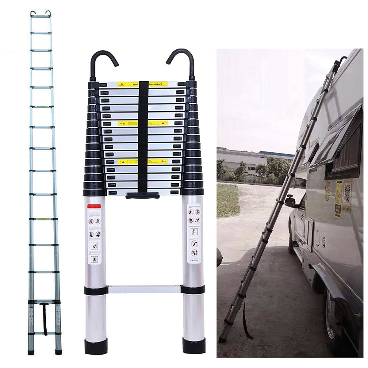 20.34 FT Aluminum Telescoping Extension Ladder 330lbs Capacity W4720