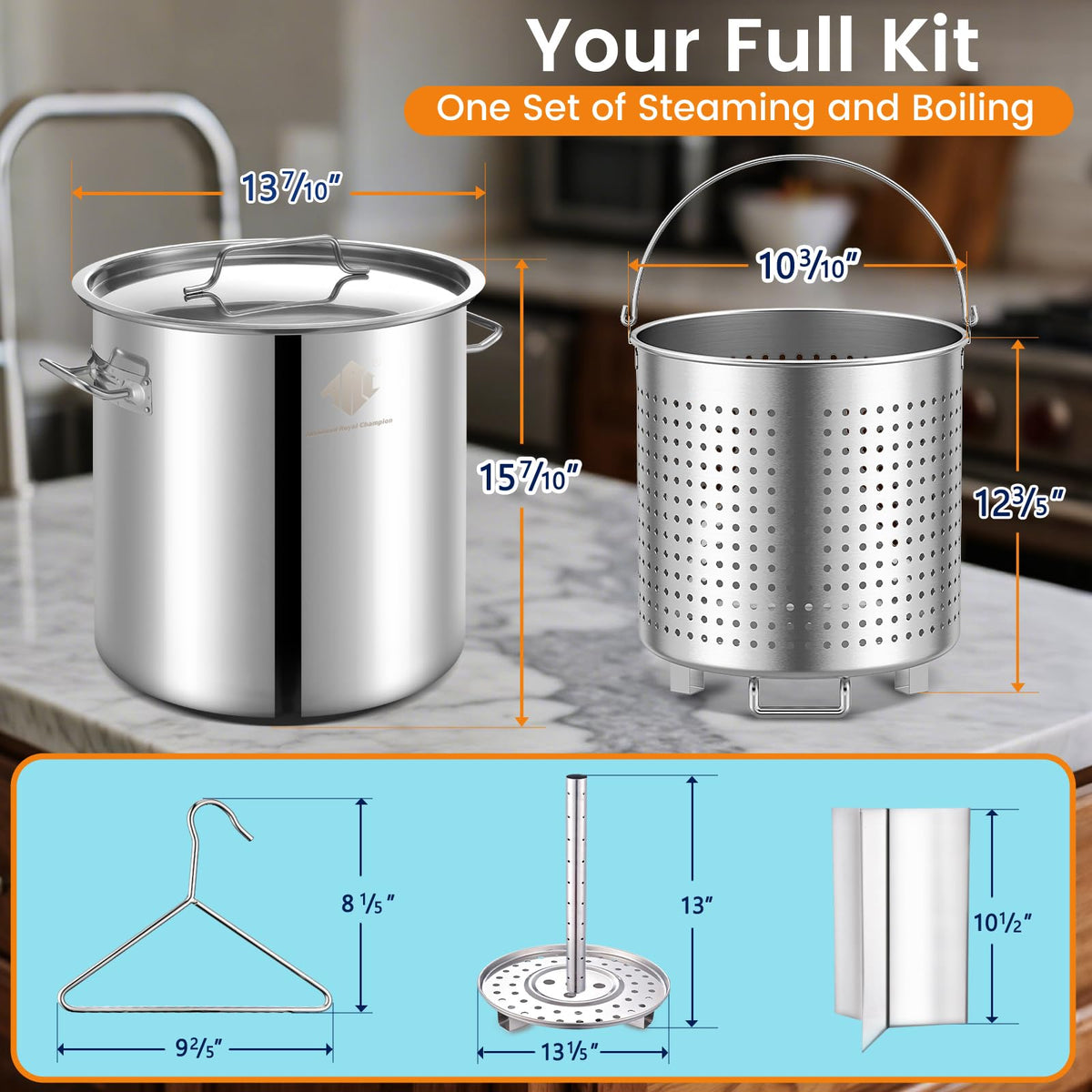 40 Quart Stainless Steel Stockpot with Basket and Steam Rack S440