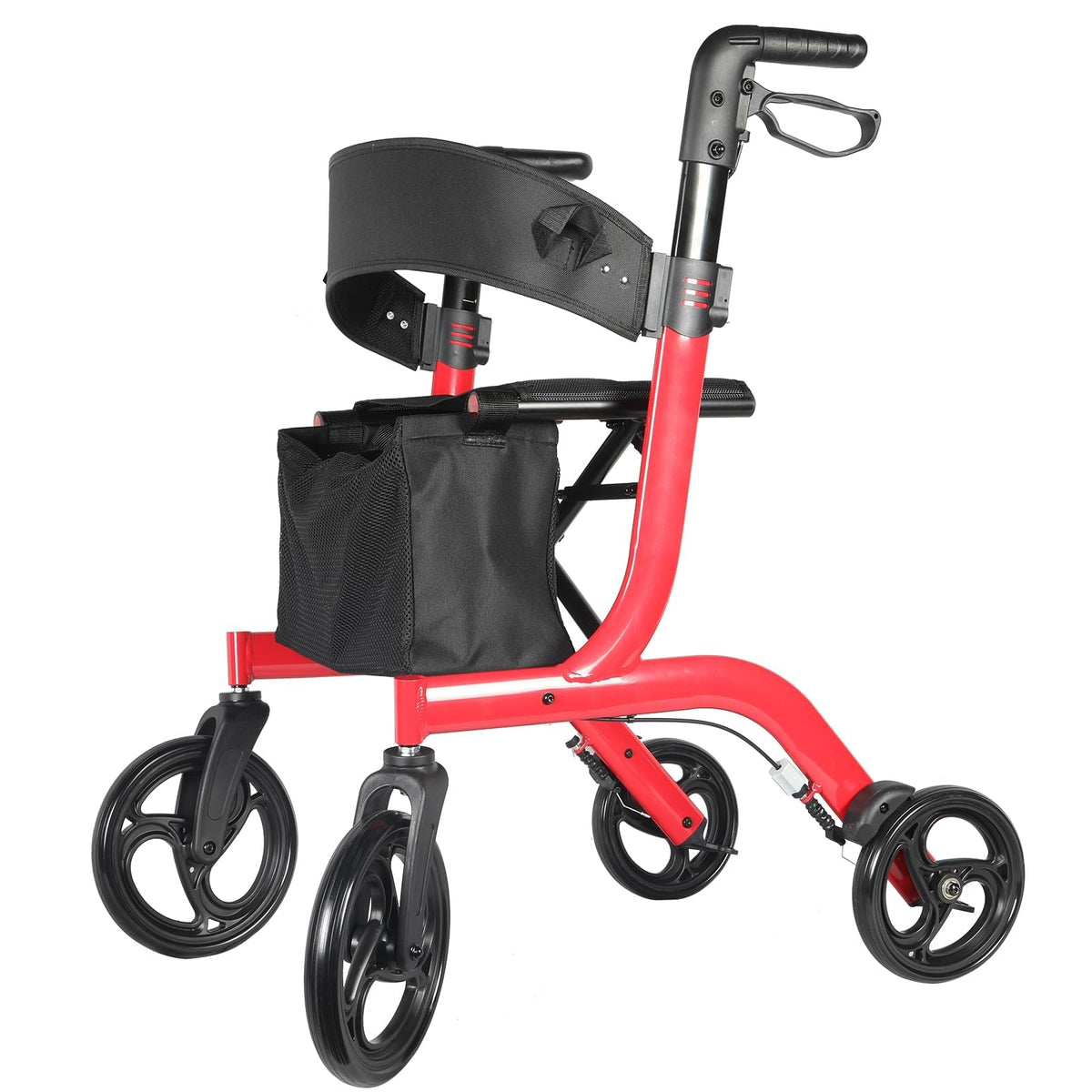 Foldable Rollator Walker with Seat, 19 lbs Lightweight, 10-Inch Wheels N92867