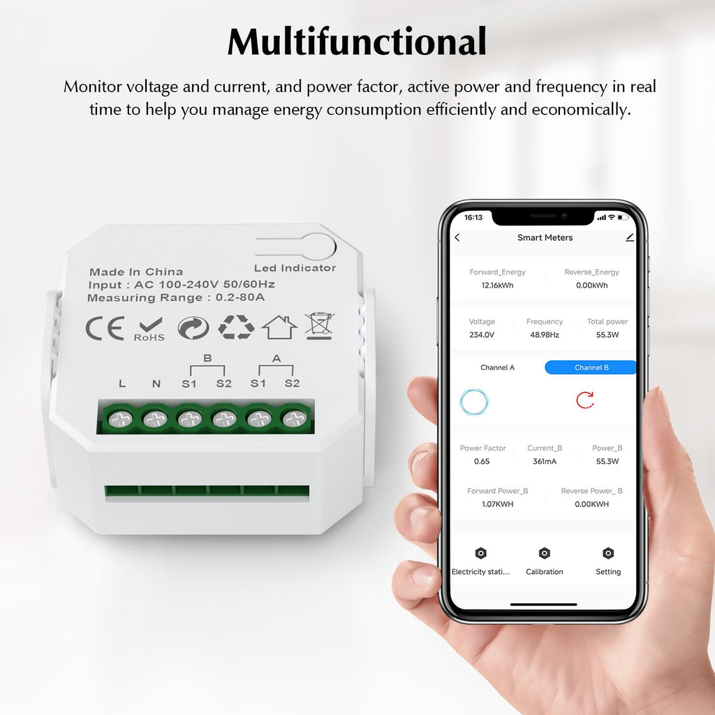 1-Channel WiFi Power Meter 80A Smart Energy Monitor G966