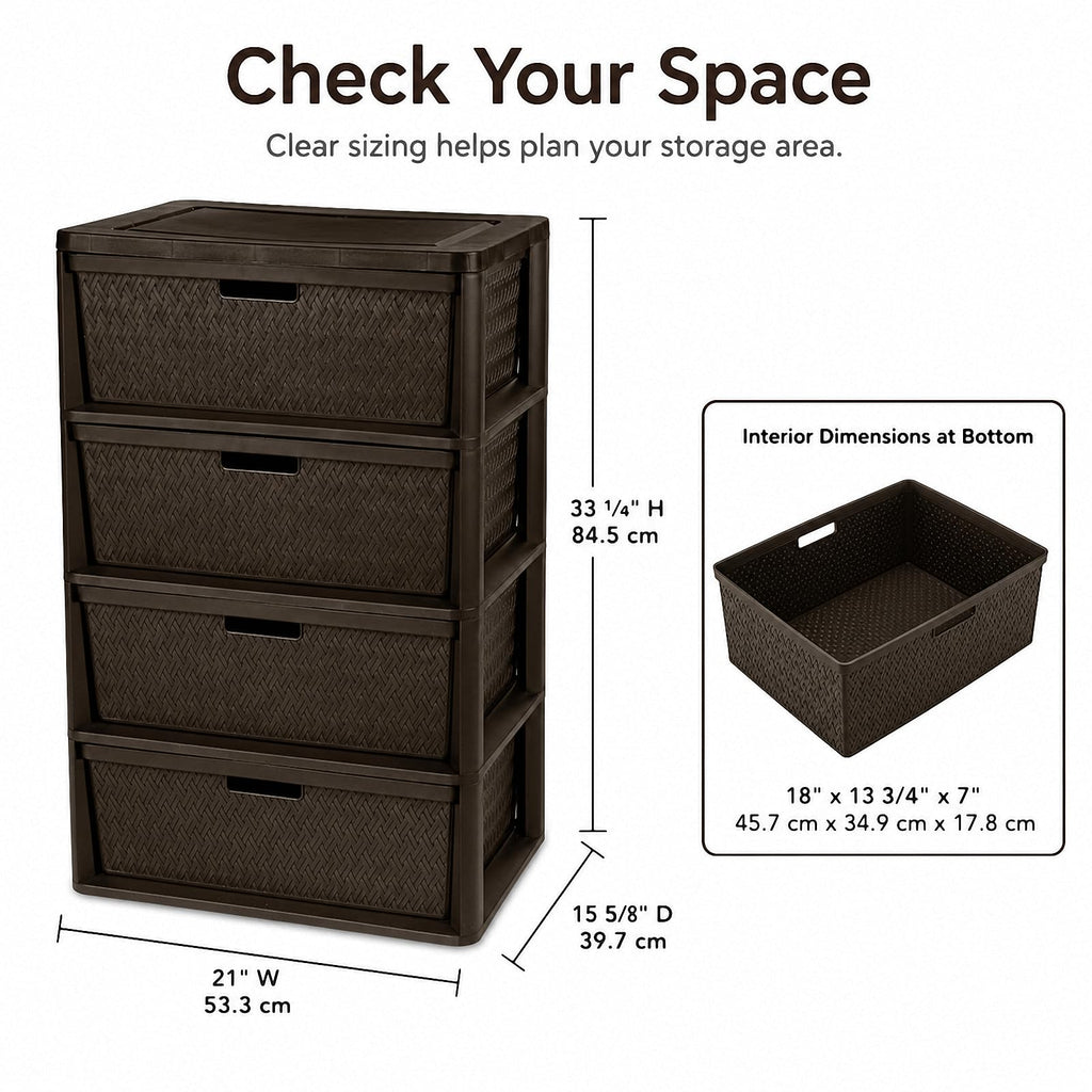 Brown 4 Drawer Plastic Storage Organizer X787