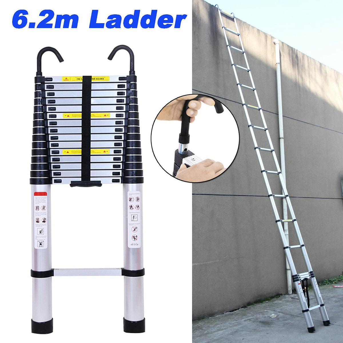 20.34 FT Aluminum Telescoping Extension Ladder 330lbs Capacity W4720