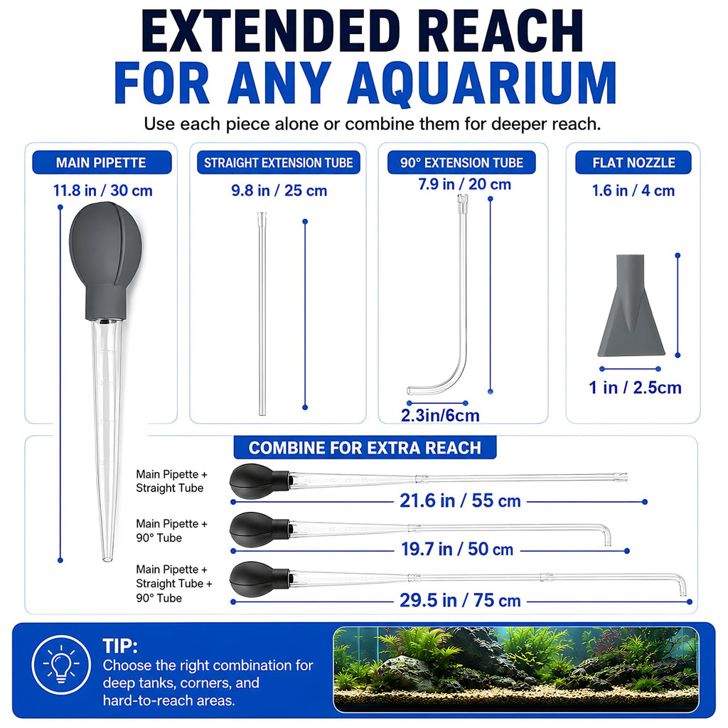 Aquarium Turkey Baster 4-in-1 Spot Cleaner and Coral Feeder 21.6 in K46410