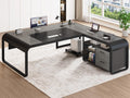61" Grey L Shaped Desk with Drawer P956