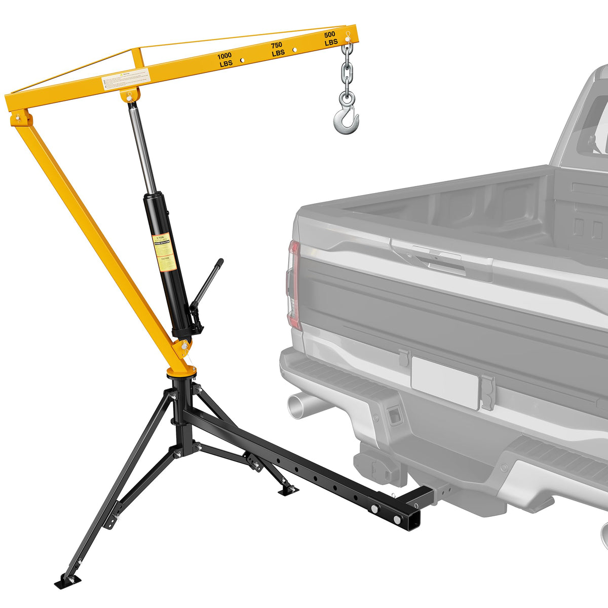 Truck Crane 1000 lb Hydraulic 360 Swivel Yellow A7687