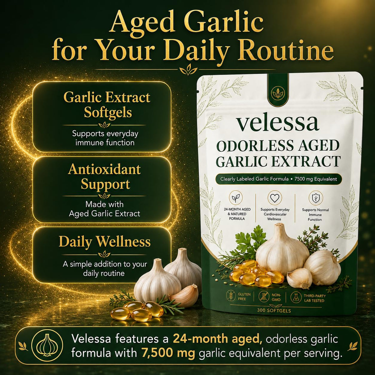 Odorless Aged Garlic Extract 300 Softgels X768