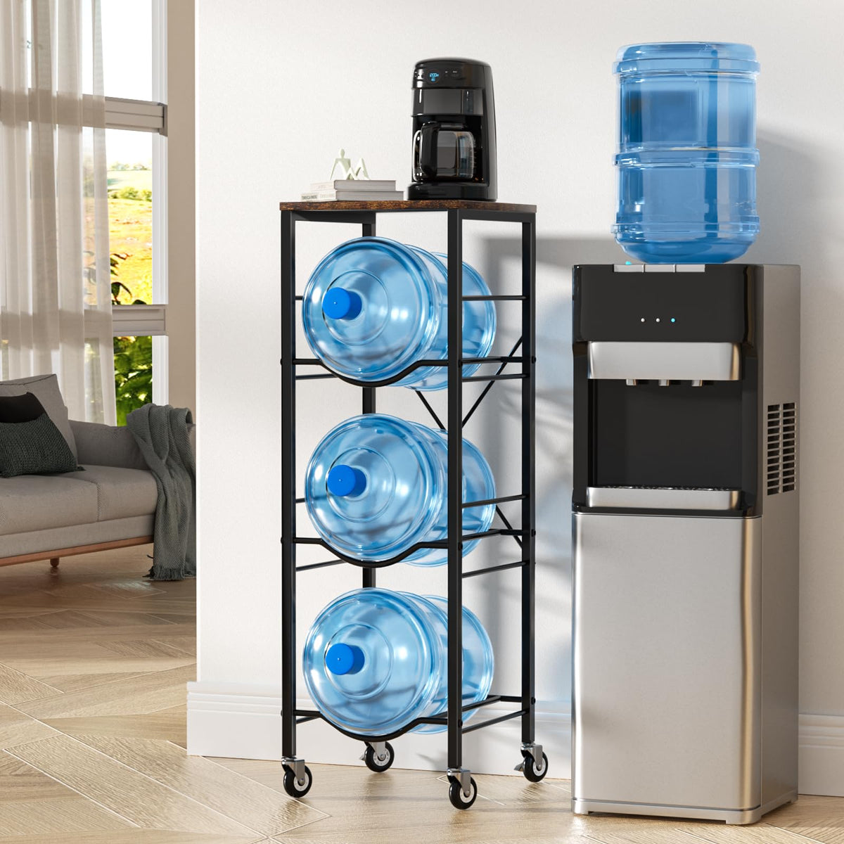 5 Gallon Water Jug Holder with Storage Shelves 3 Tier R8008