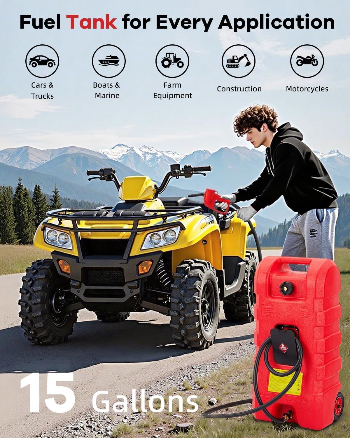 15 Gallon HDPE Portable Fuel Tank Caddy with Wheels P80719