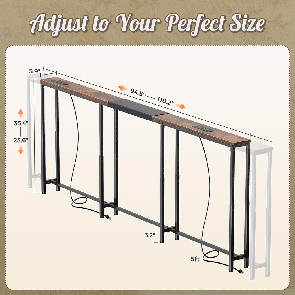 Narrow Console Table with Power Outlets & USB-C T273