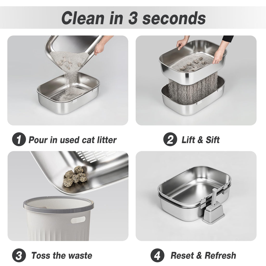Stainless Steel Sifting Cat Litter Box P196