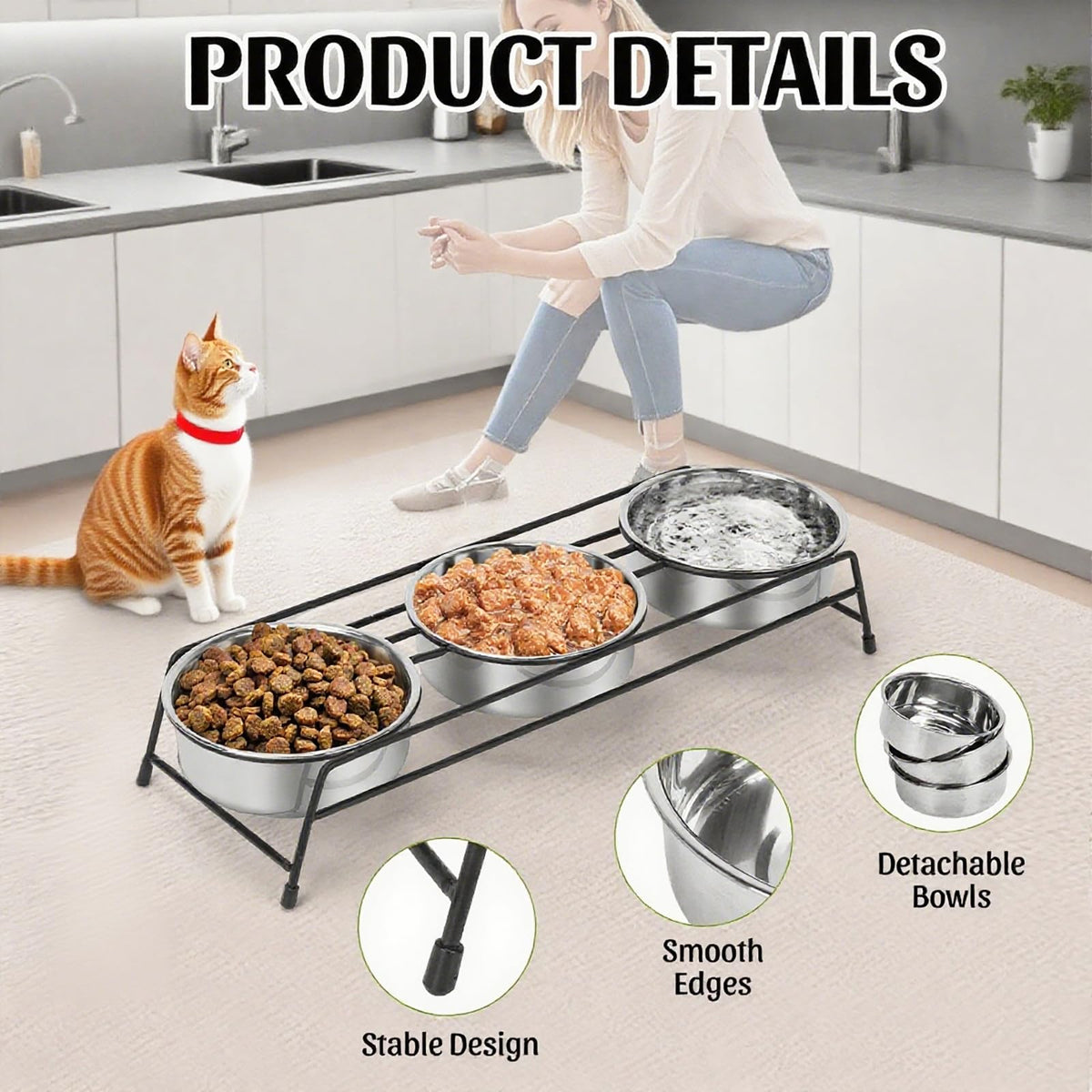 Raised Cat Bowls 3 Stainless Steel U392384