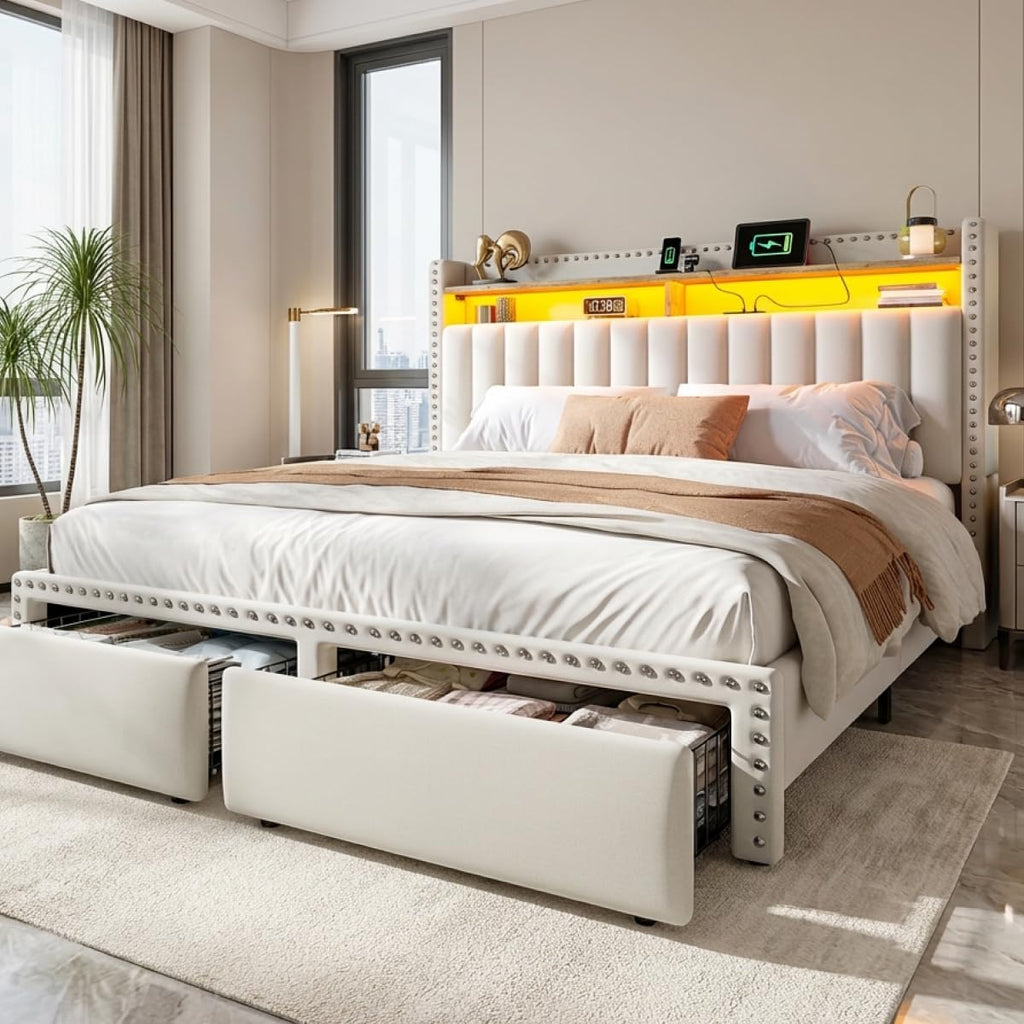 Queen Size Bed Frame with 2 Drawers O857