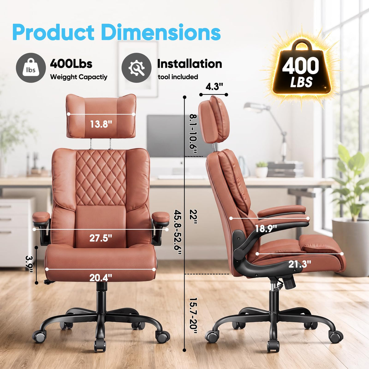 Big and Tall Office Chair with Adjustable Headrest J64688