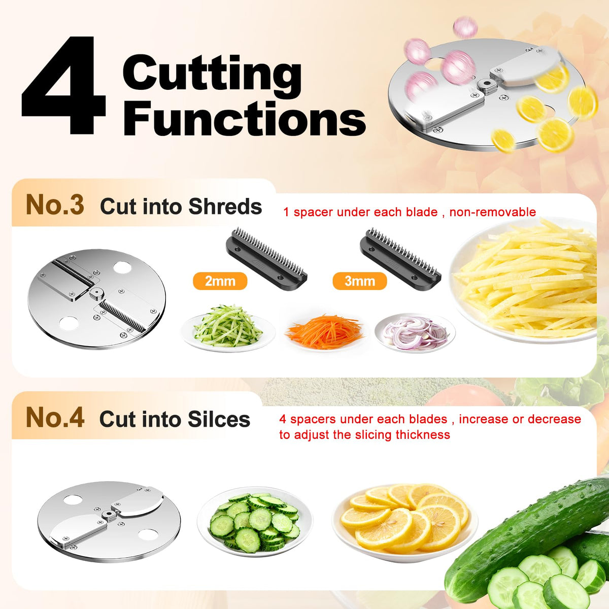 200W 4-In-1 Electric Vegetable Chopper Food Processor Z544