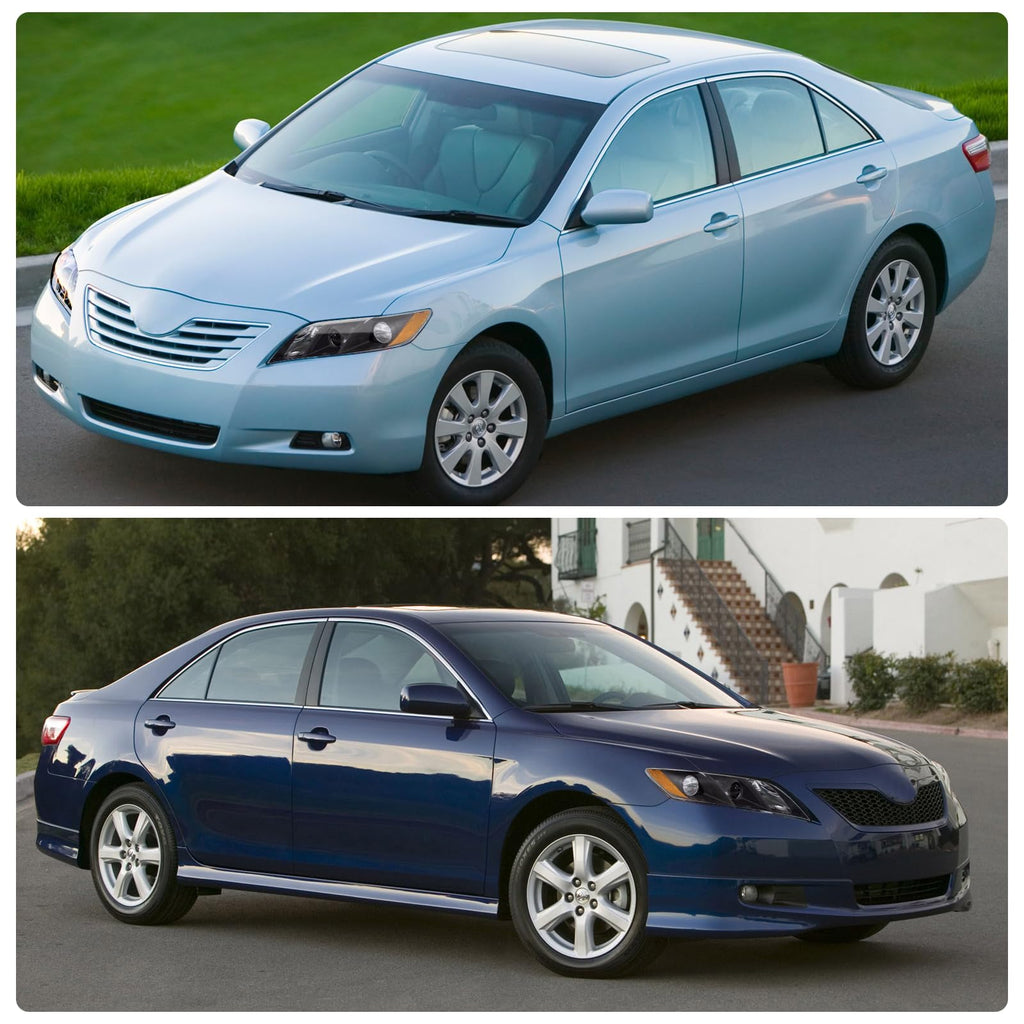 Compatible with 2007-2009 Toyota Camry Headlights Assembly Black Housing Amber Reflectors Left and Right Pairs D932