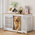 48" XXL White Wooden Dog Crate Furniture E8949