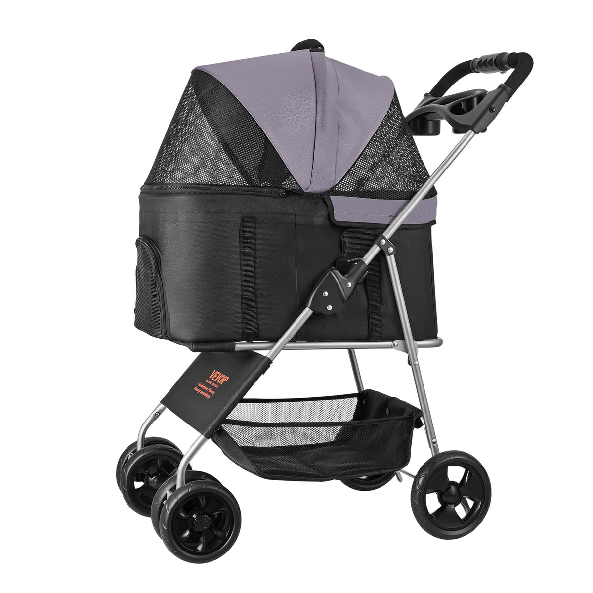 Foldable 4 Wheels Pet Stroller with Detachable Carrier K17301