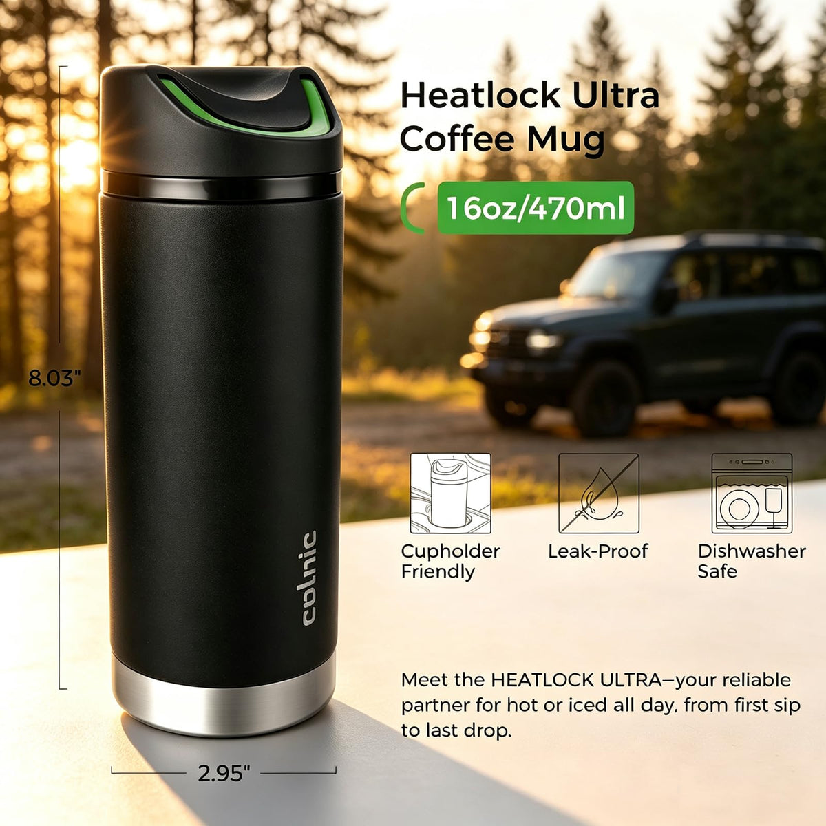 16 oz Insulated Stainless Steel Travel Coffee Mug with Lid L9031