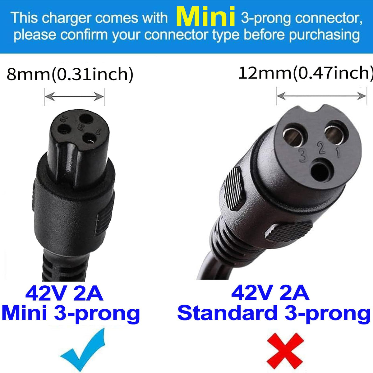 42V 2A Power Adapter with 3-Prong Inline Connector J633