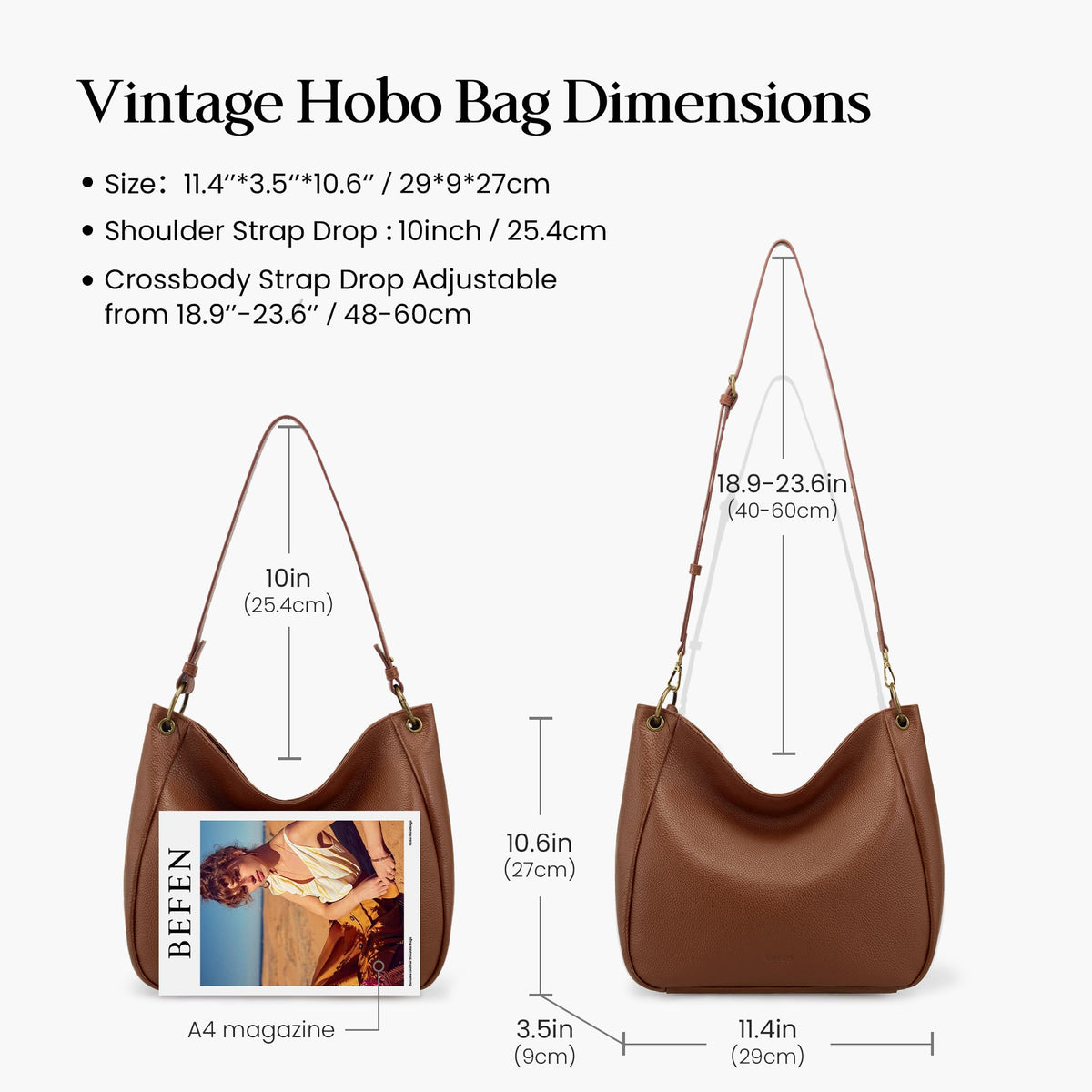 Genuine Leather Hobo Crossbody Bags with 2 Detachable Straps K22627