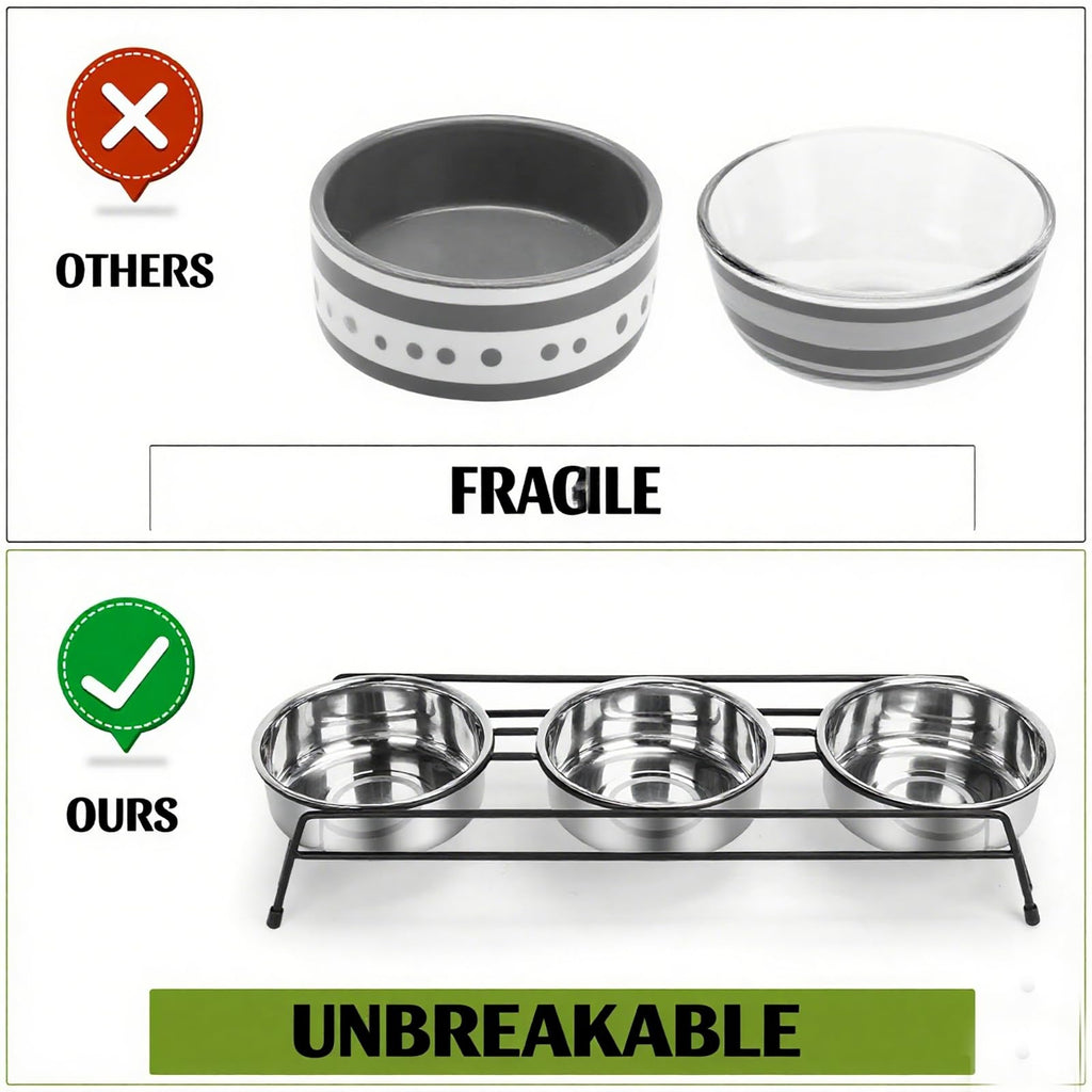 Raised Cat Bowls 3 Stainless Steel U392384