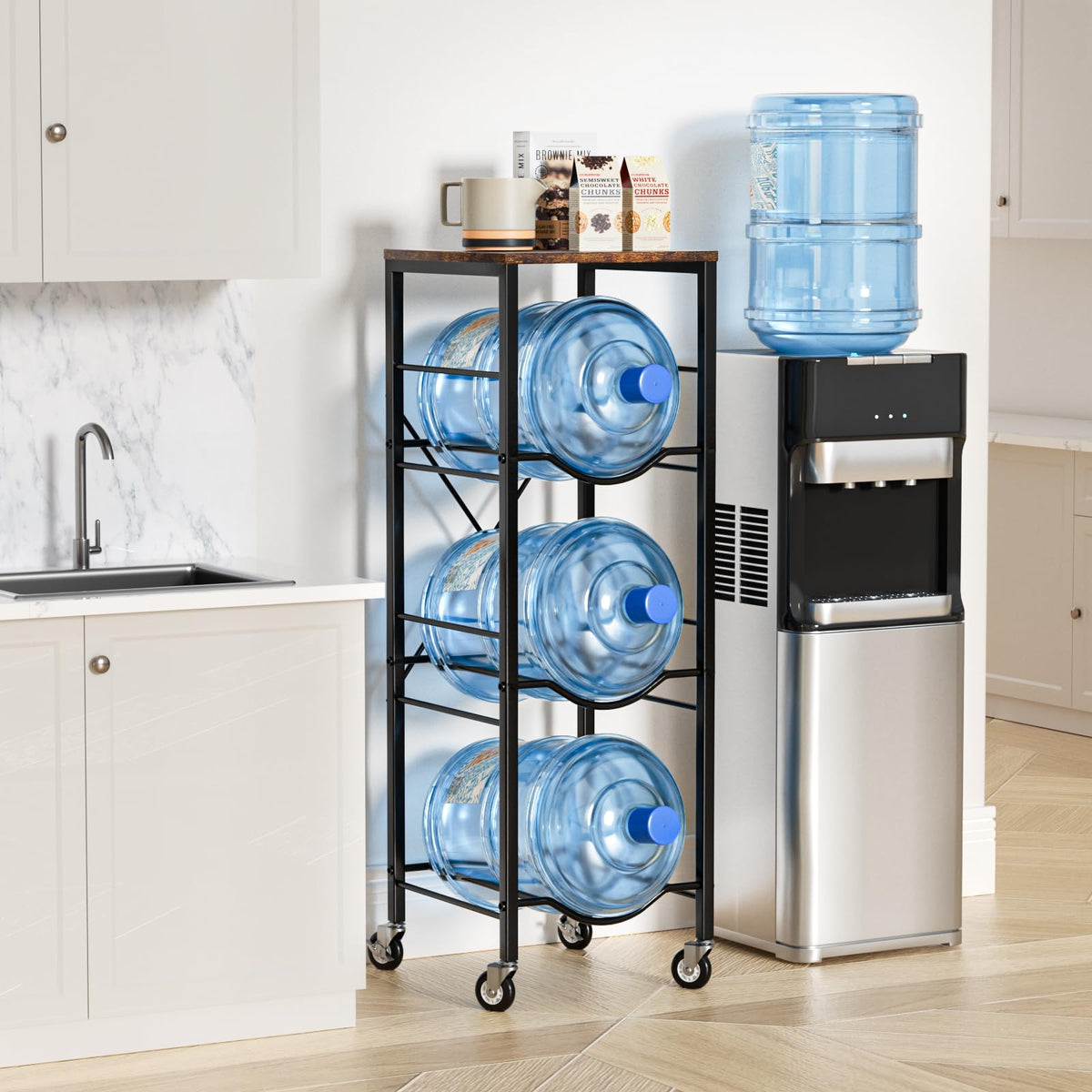 5 Gallon Water Jug Holder with Storage Shelves 3 Tier R8008