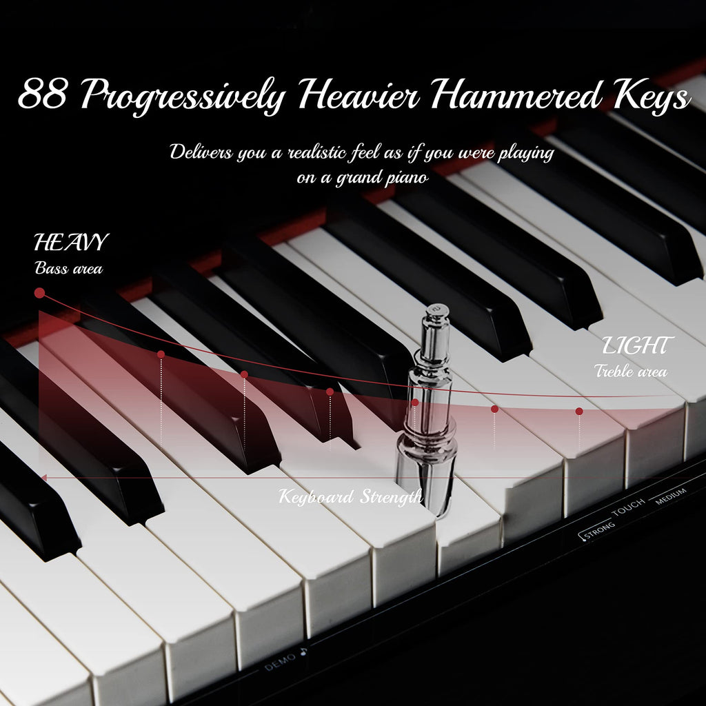 88 Keys Weighted Hammer Action Digital Piano with Stand, Pedals and Black J8653